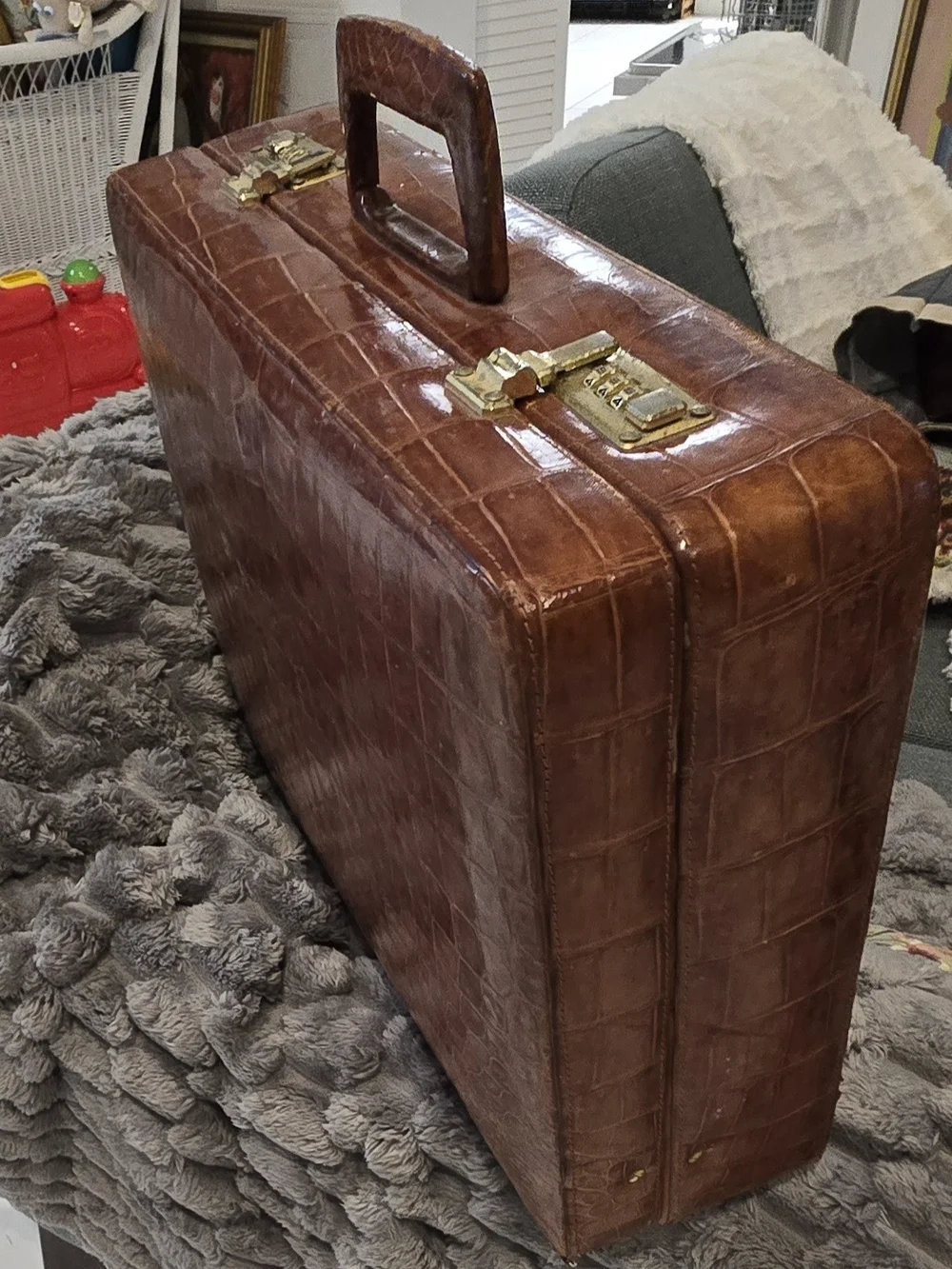 Vintage Custom-Made Genuine Crocodile Attache Case – Handmade Luxury Briefcase